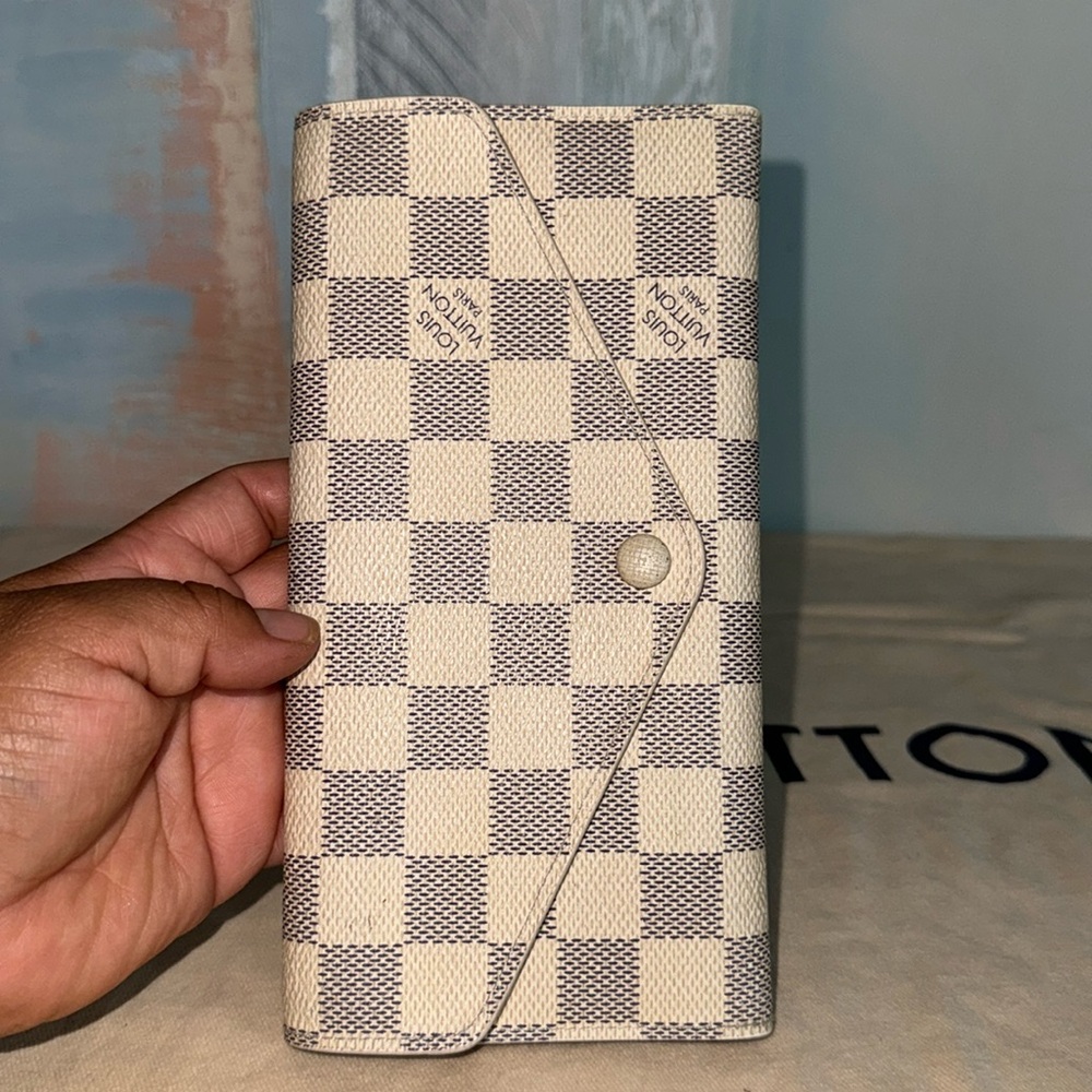 Louis Vuitton White and Gray Checkered Wallet